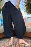 Sandbar Linen Blend Barrel Culotte Pant Black